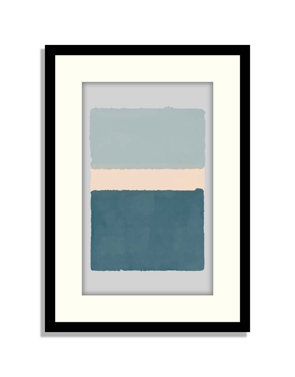 Set of 4 Abstract Framed Art with Blend of Blue & Grey colours tone in black frame