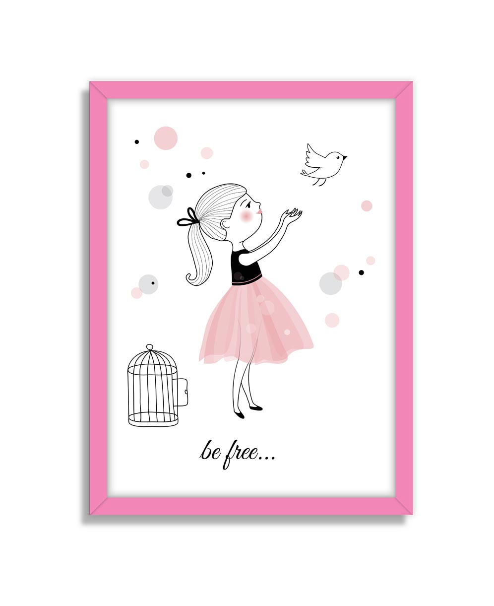 Cute little girl with bird and quotes