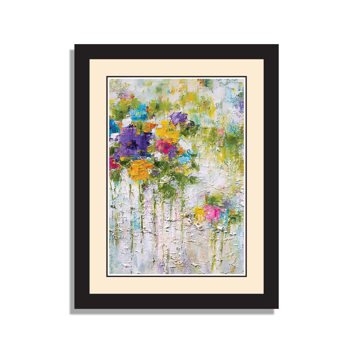 Abstract Floral Framed Art with Black Frame