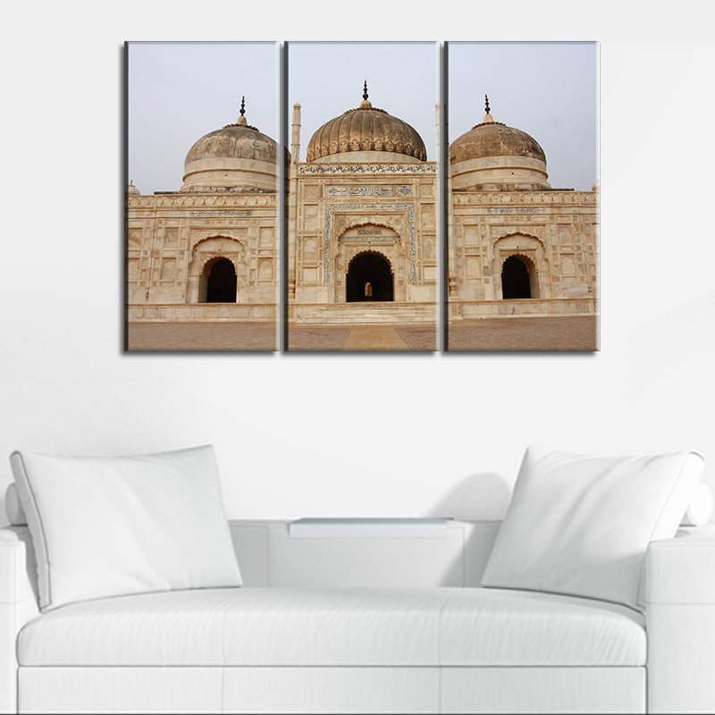 4 Panels Canvas Painting of Abbasi Mosque, Derawar Fort, Bahawalpur