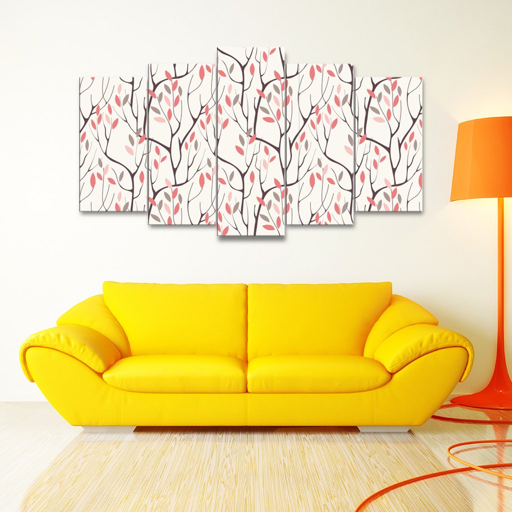 5 Panels Canvas Painting of Abstract Tree