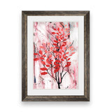 Tree, branches of trees, red leaves on a gray background