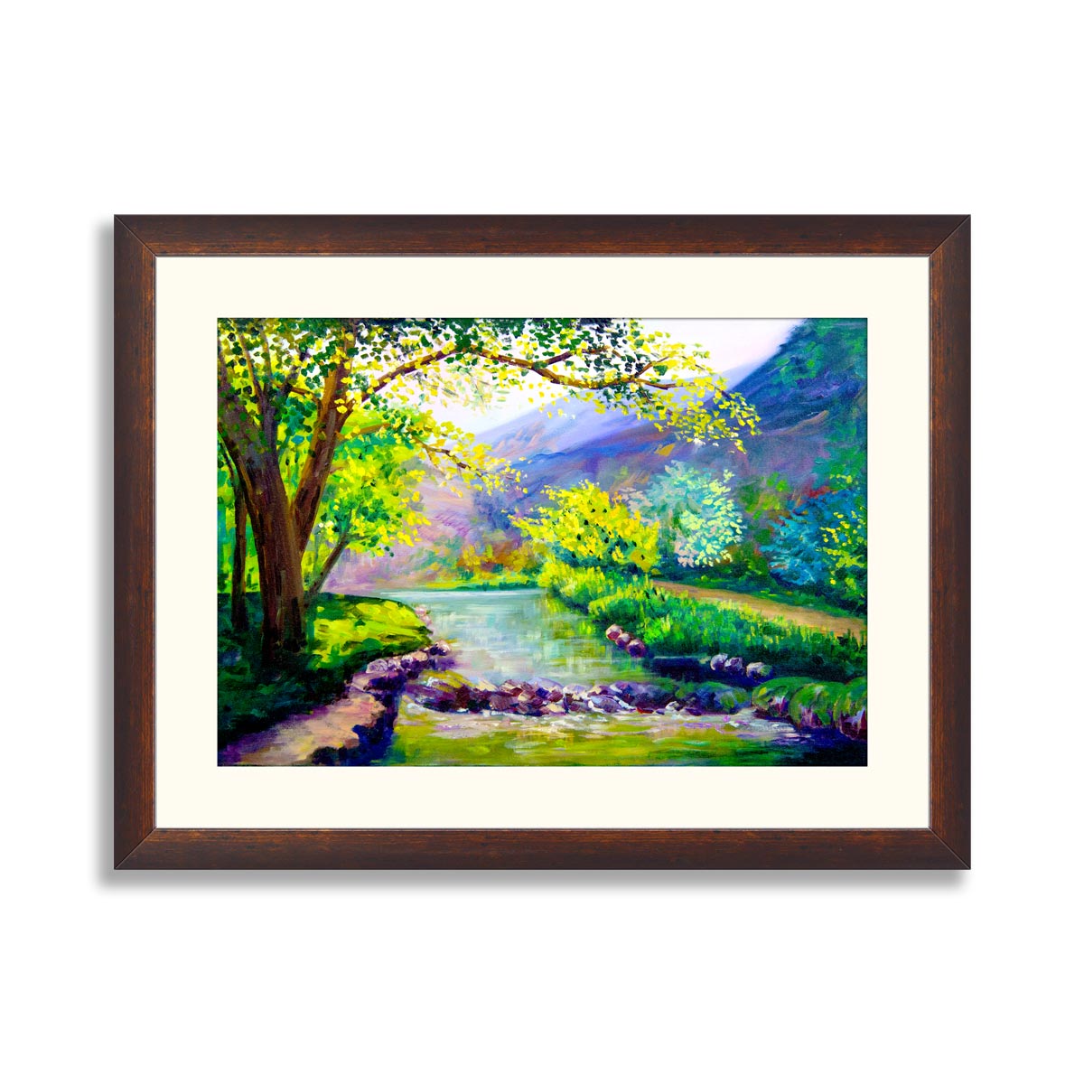 Painting of beautiful autumn forest and river 02