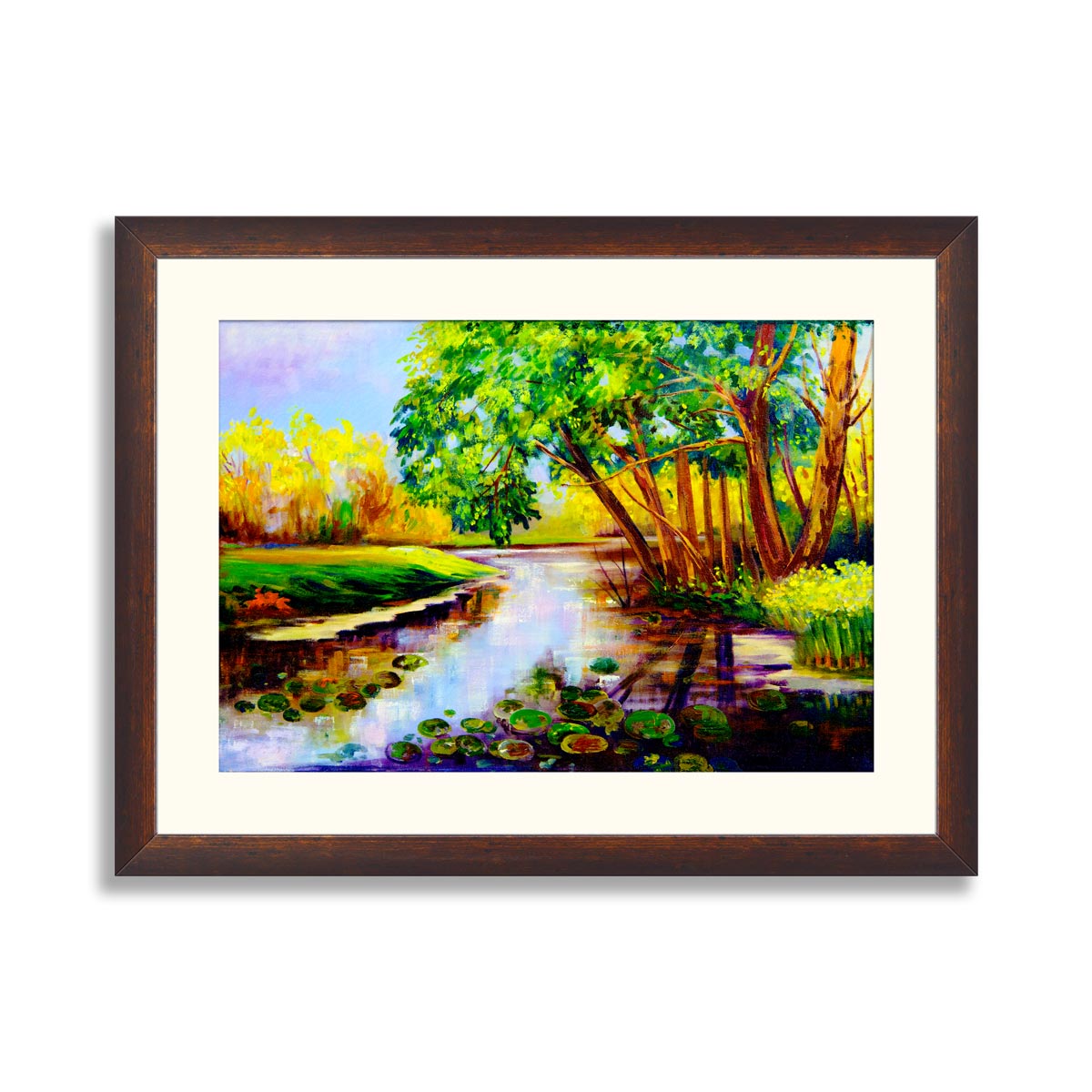 Painting of beautiful autumn forest and river 03