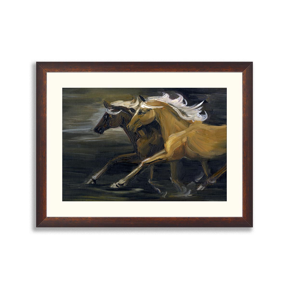 Two galloping horses