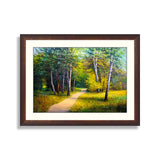 Forest landscape, beautiful solar road in the woods on canvas