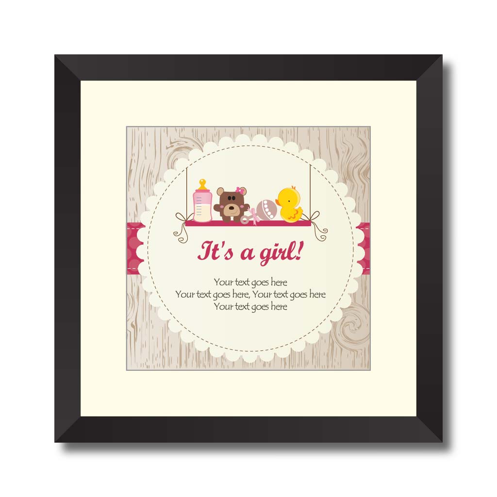 Baby girl arrival announcement card