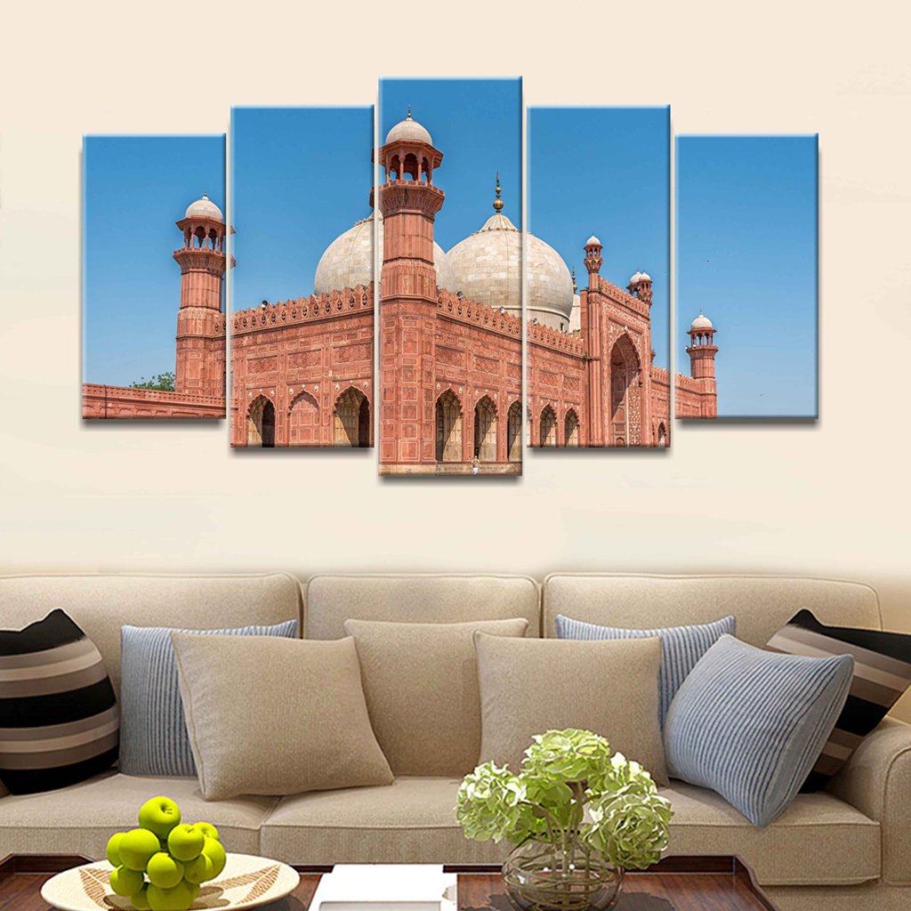 5 Panels Canvas Painting of Badshahi Mosque1