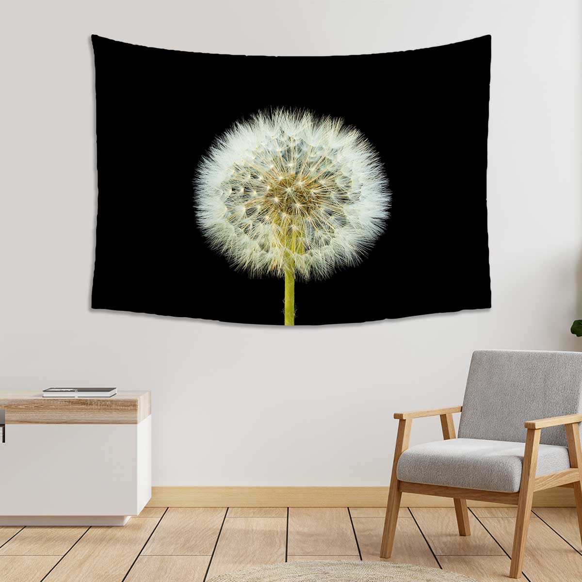 Ball-of-dandelion-flower-isolated-on-black-background