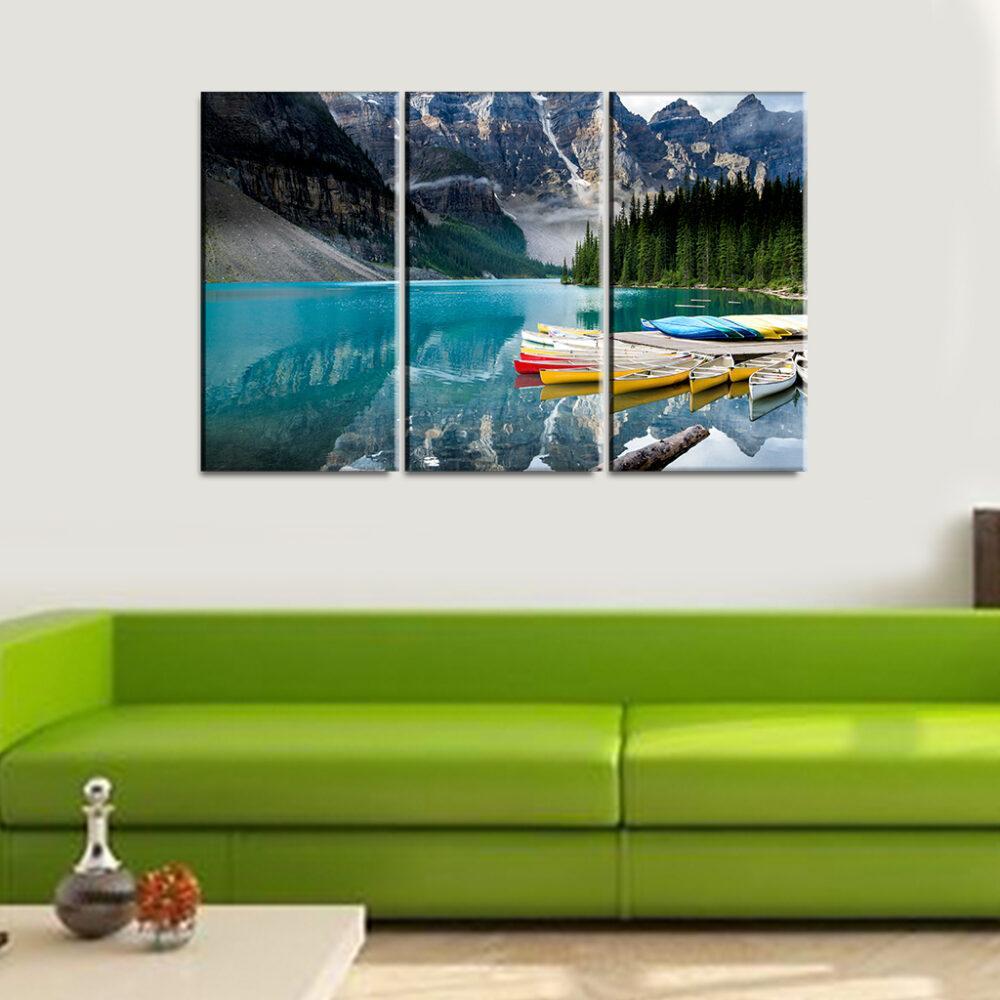 3 Panel Canvas set of Beautiful Moraine lake in Banff National park, Canada