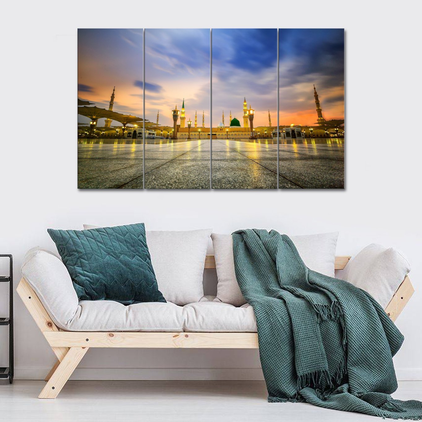 4 Panels Canvas Set of Beautiful Picture of Masjid Nabvi and Roza e Rasool (PBUH)