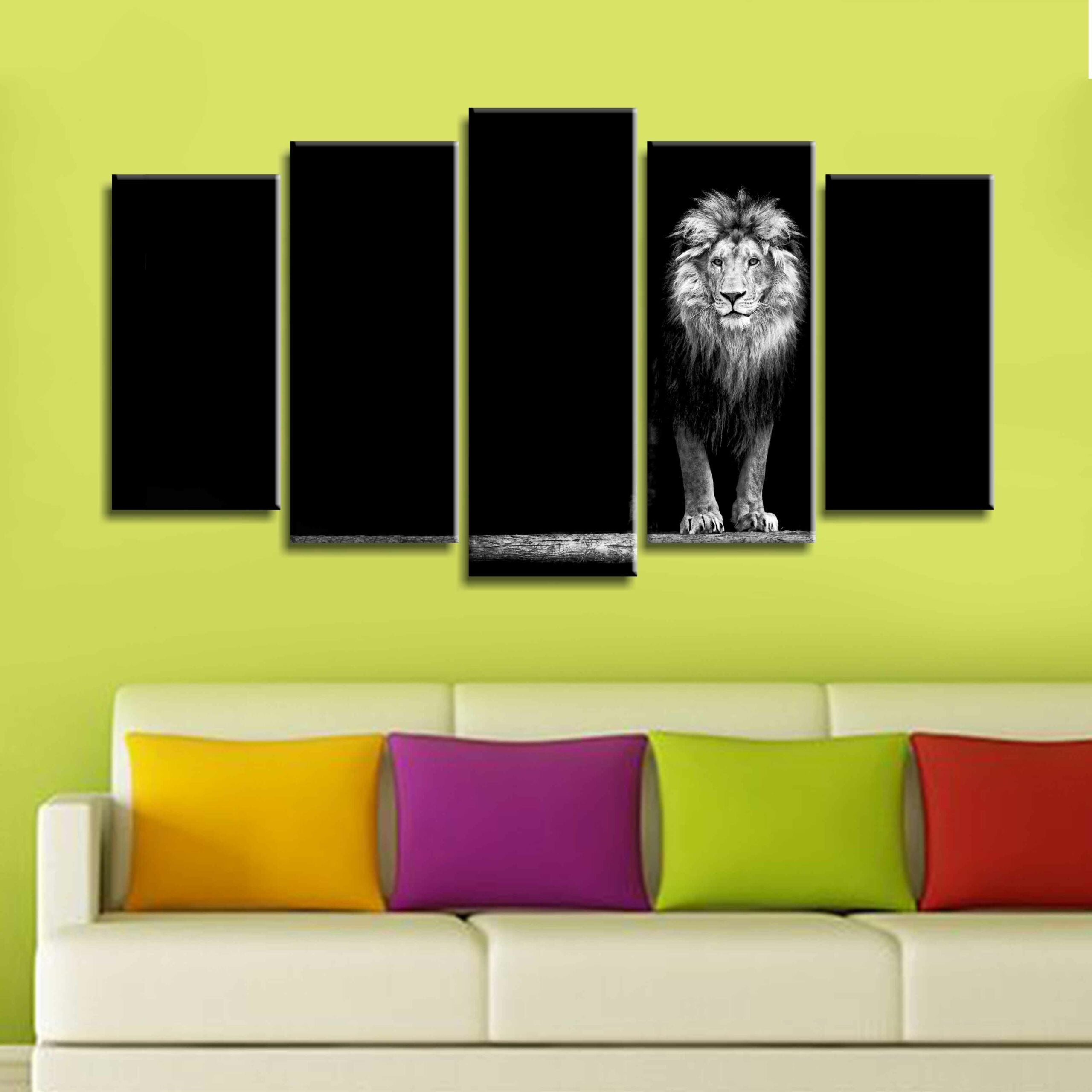 5 Panels Canvas Painting of Beautiful lion