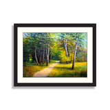 Forest landscape, beautiful solar road in the woods on canvas