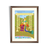 Lady on swing in Indian art style