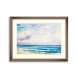 Watercolor seascape original painting colorful of sea view