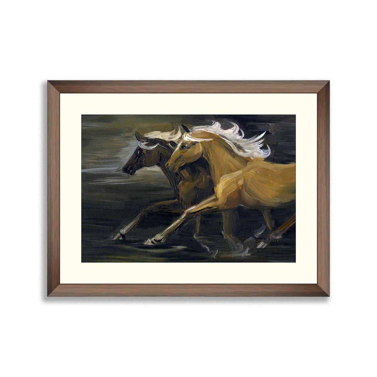 Two galloping horses