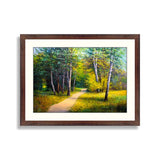 Forest landscape, beautiful solar road in the woods on canvas