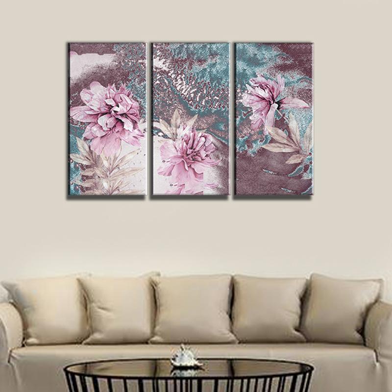 3 Panel Canvas set of Abstract Floral Art, Printed size 3 x 2 feet