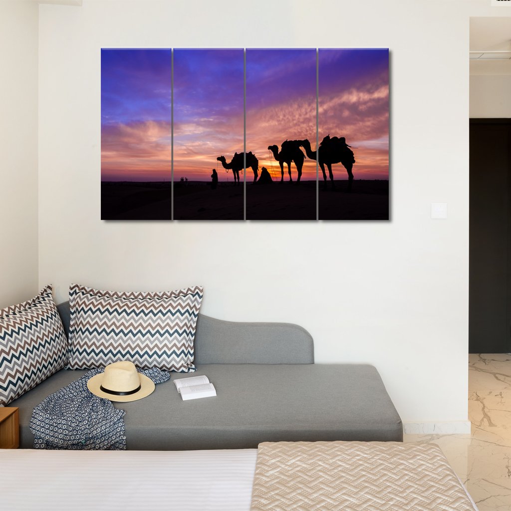 5 Panels Canvas set of Desert-man-with-camel