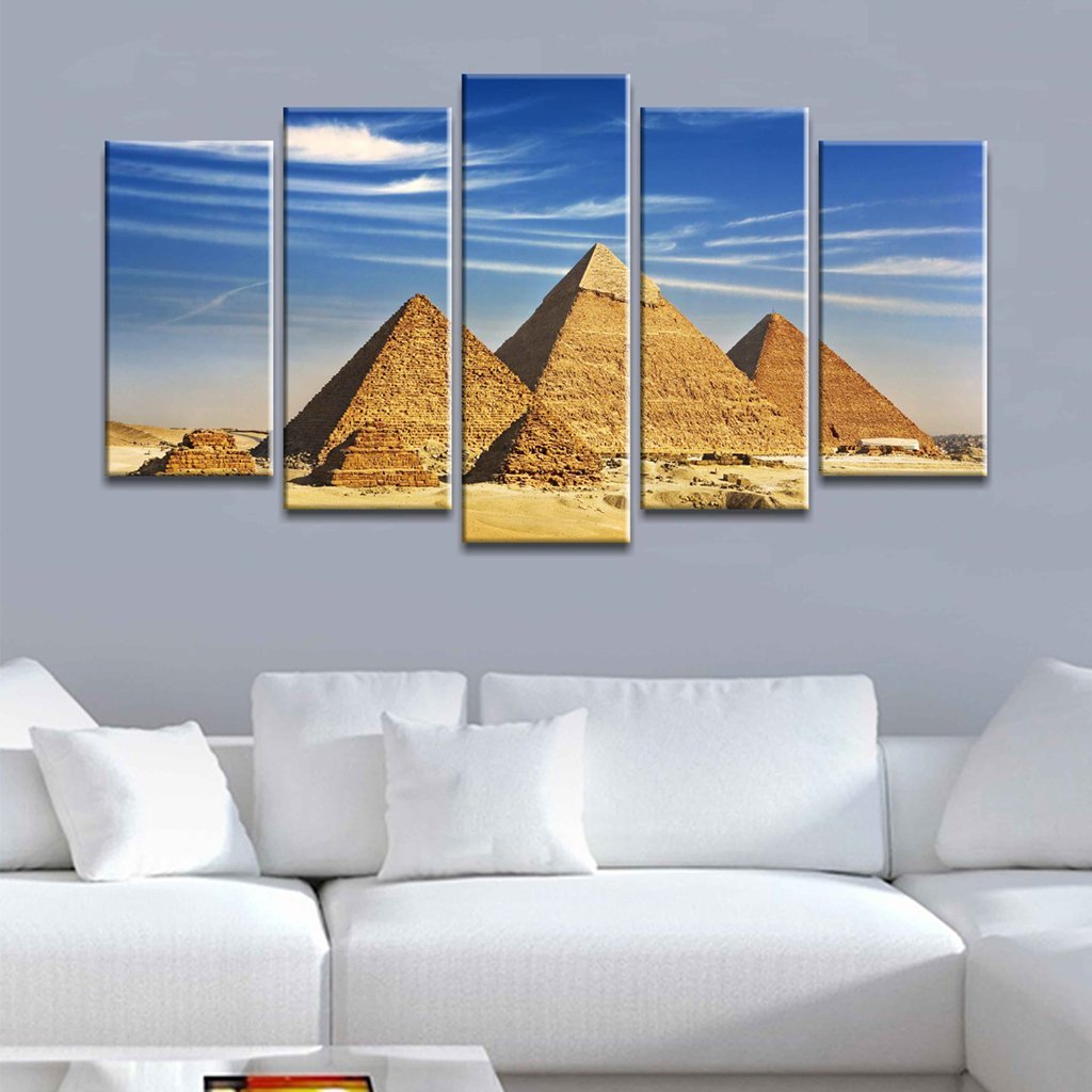 5 Panels Canvas set of Giza General view of pyramids