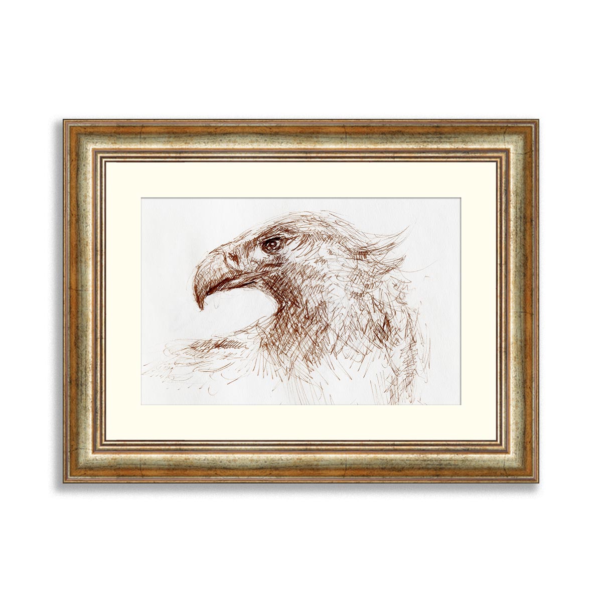 sketch of an eagle head on a paper