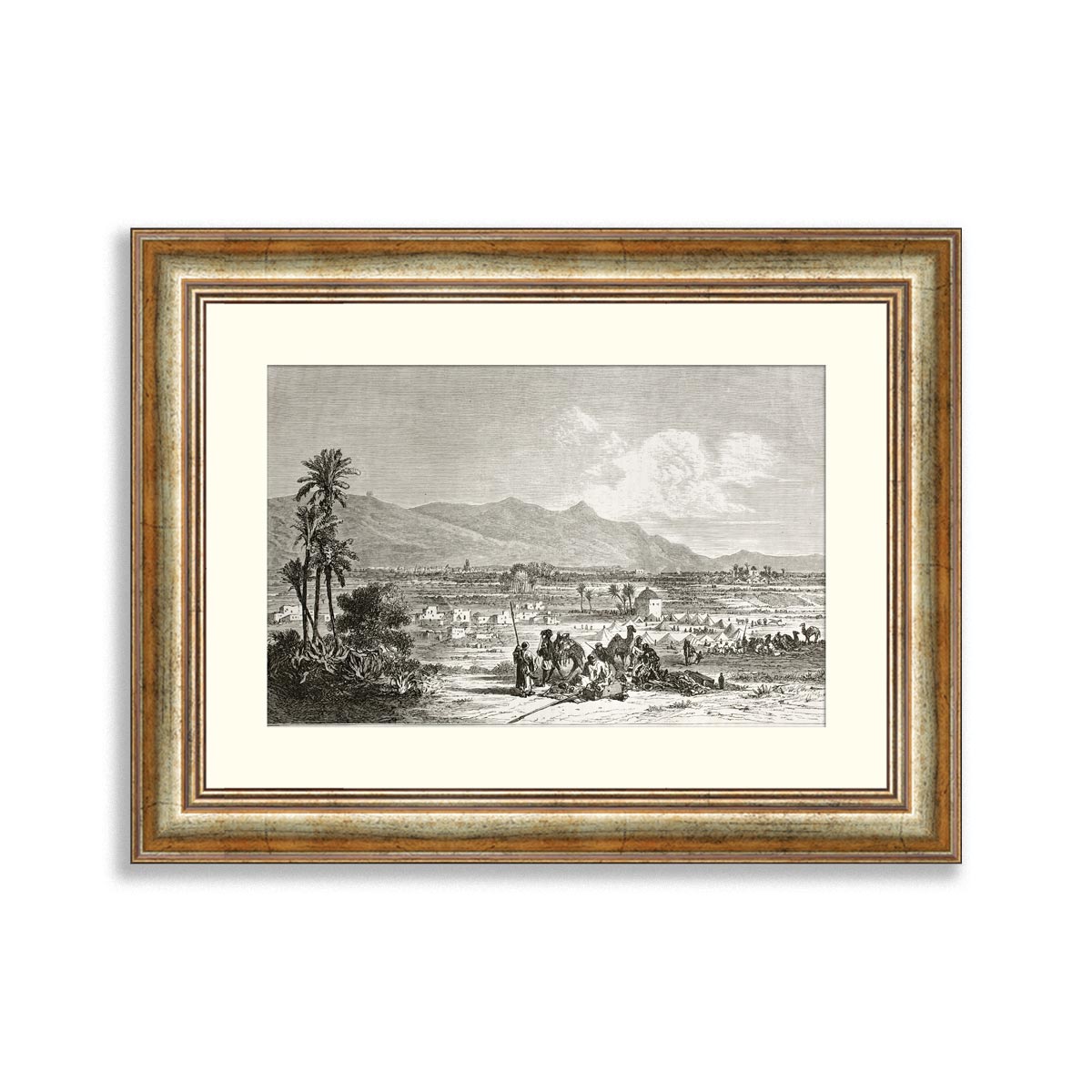 Old illustration depicting a Moroccan landscape