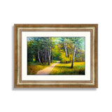 Forest landscape, beautiful solar road in the woods on canvas