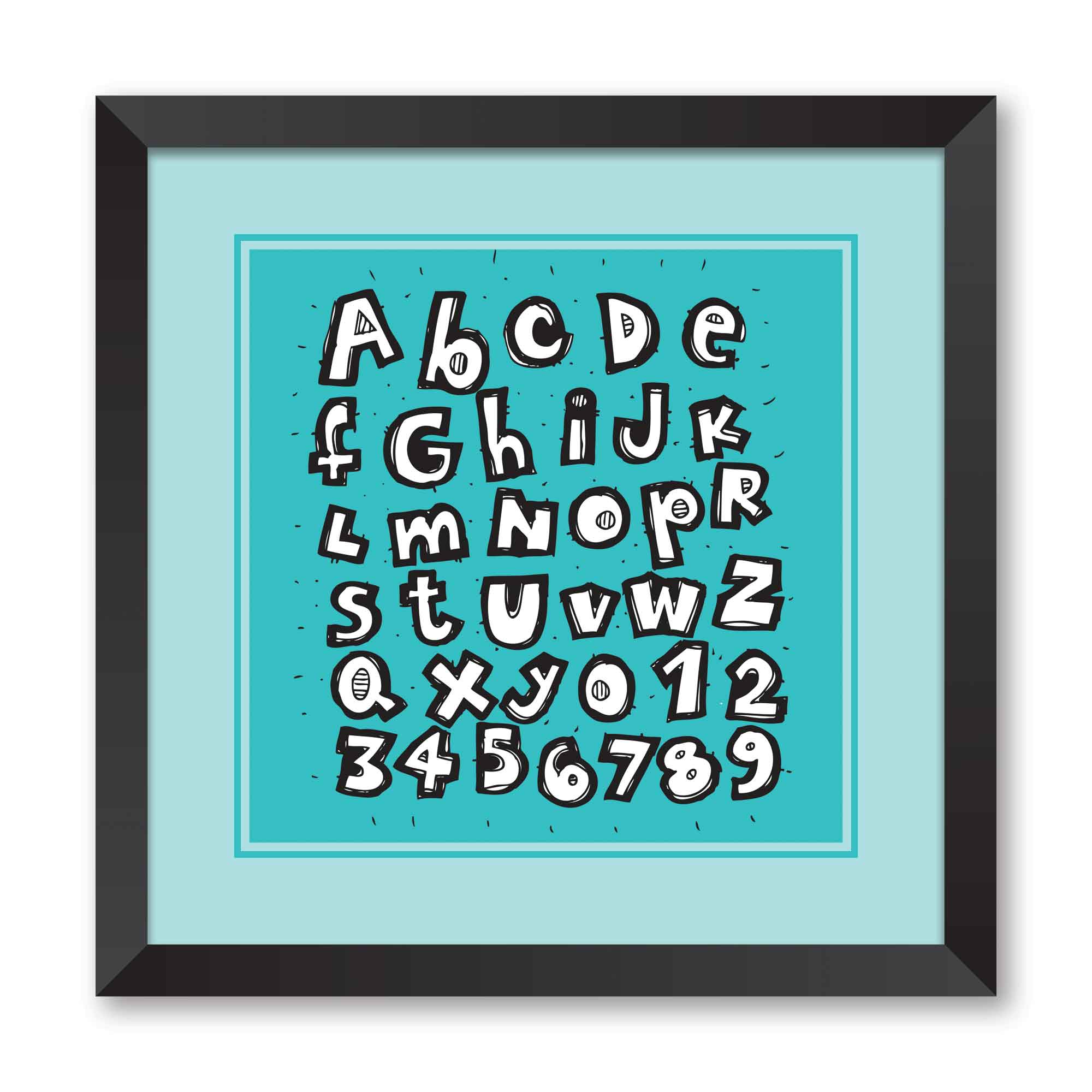 Hand Drawn Trendy Alphabet on blue background