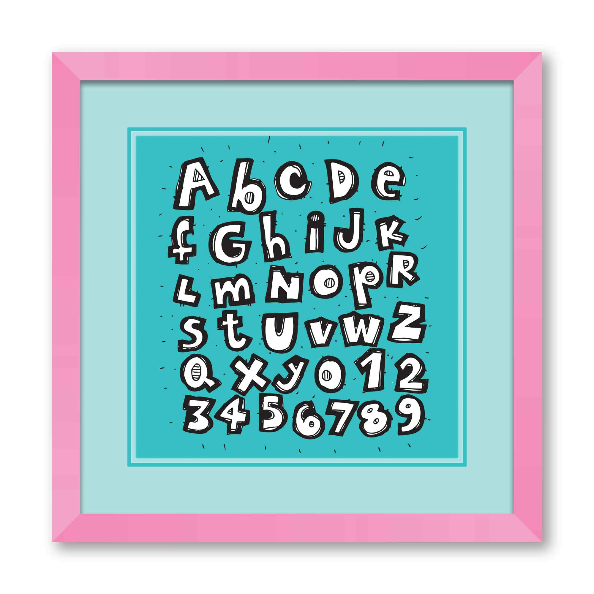 Hand Drawn Trendy Alphabet on blue background