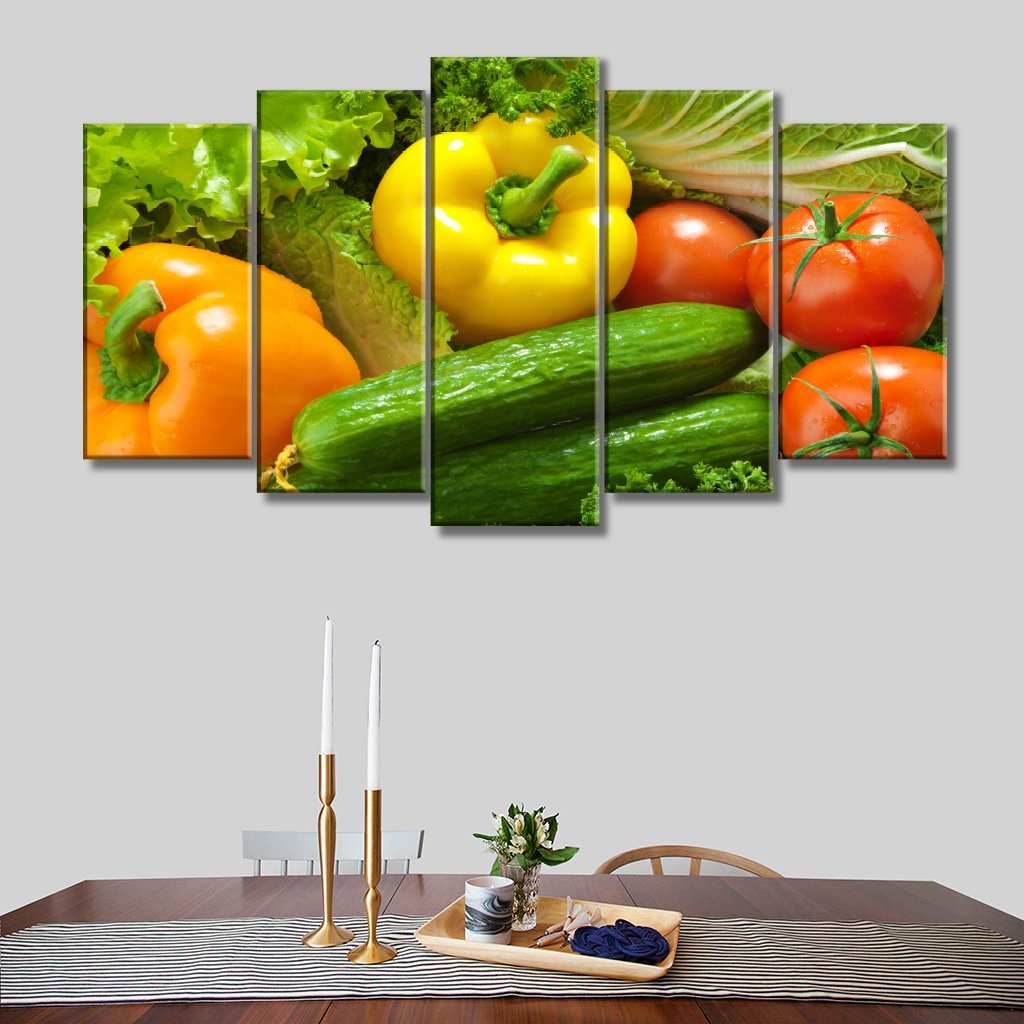 5 Panels Healthy Organic Vegetables