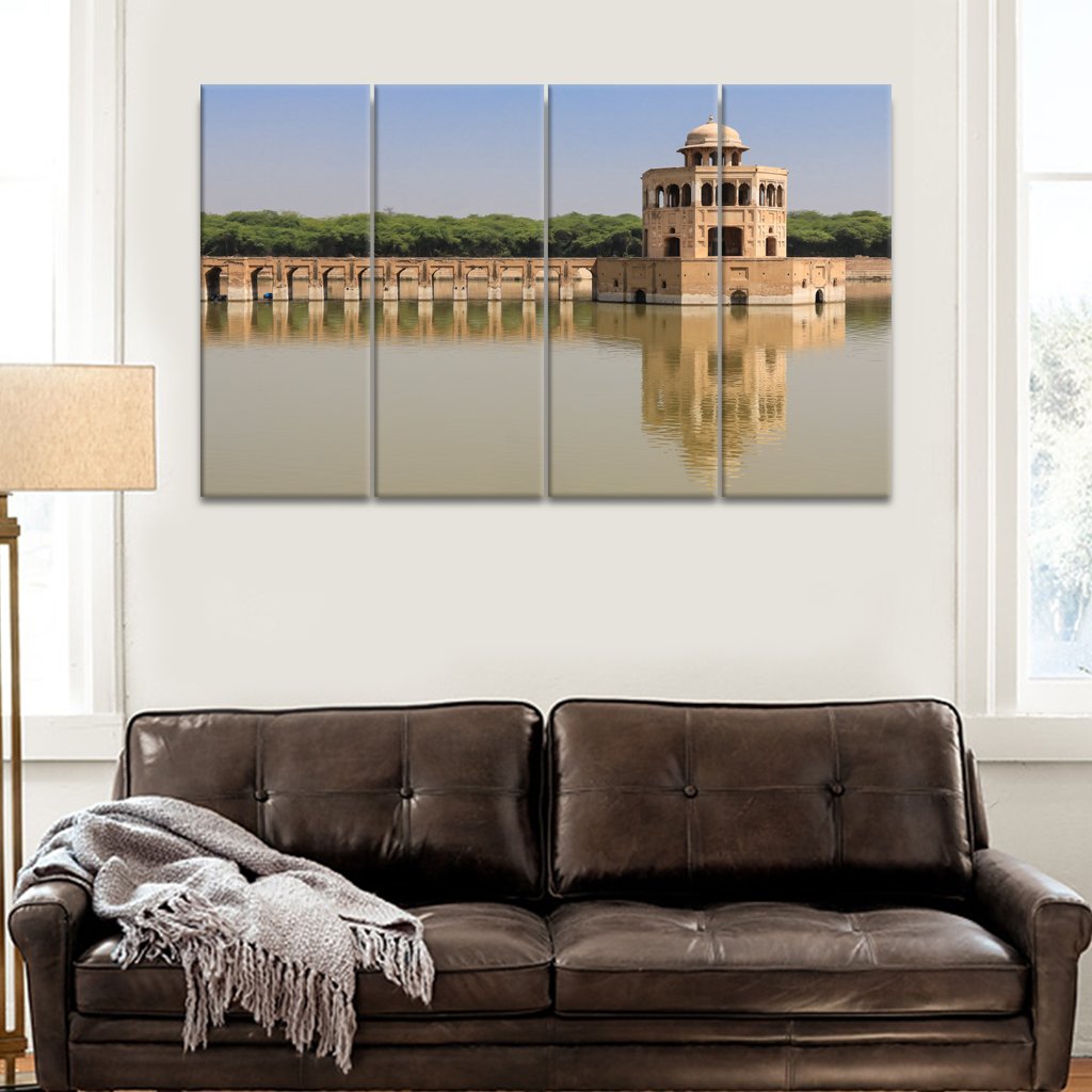 4 Panel Canvas Set of Hiran-Minar-is-structure-square-water-tank-and-pavilion-center