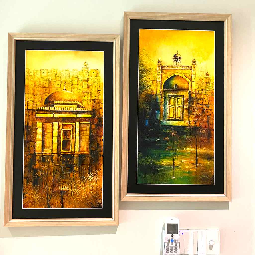 Historical Monuments Painting with Italian Wooden Moulding