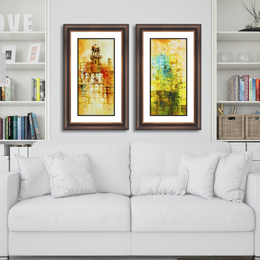 Historical Monuments Painting, Wooden Bronze Frame