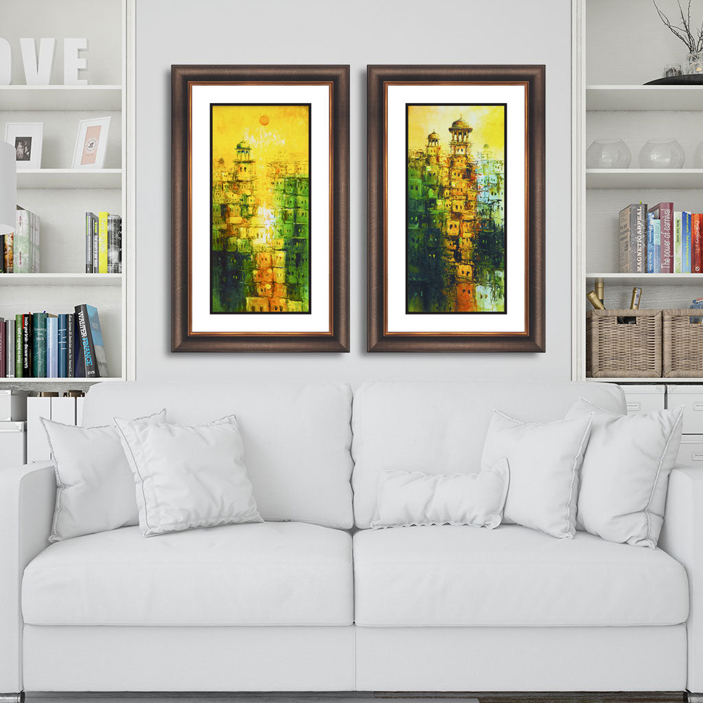 Historical Monuments Painting, Wooden Bronze Frame-3