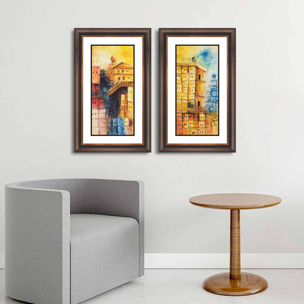 Historical Monuments Painting, Wooden Bronze Frame-4