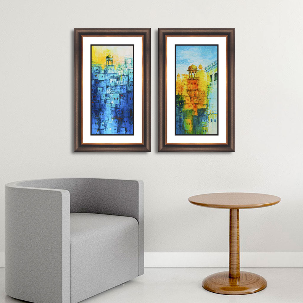 Historical Monuments Painting, Wooden Bronze Frame-5