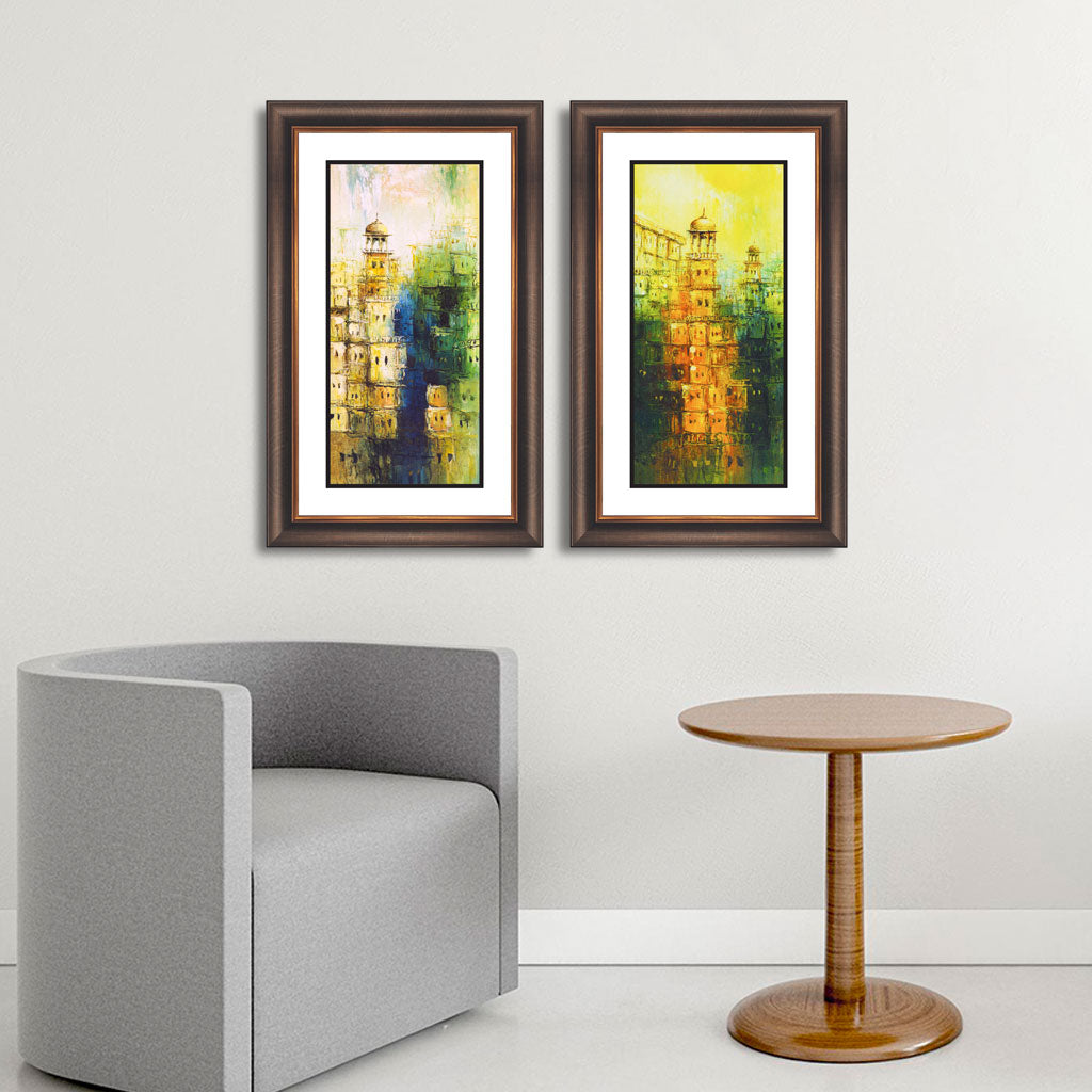 Historical Monuments Painting, Wooden Bronze Frame-7