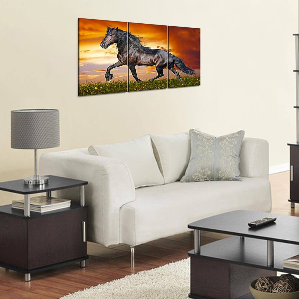 3 Panels Canvas Set Painting of horse Printed size 36 x 24 inches