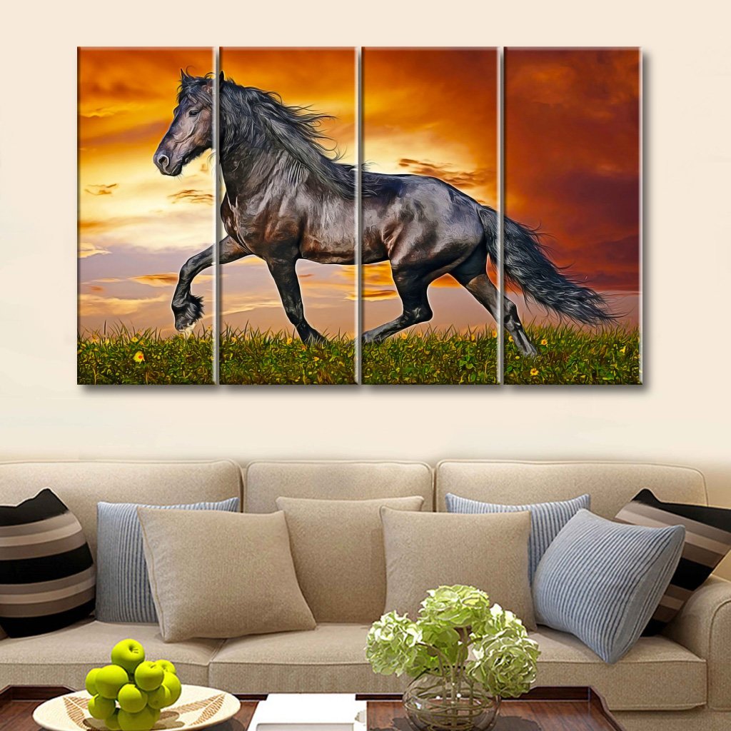 3 Panels Canvas Set Painting of horse Printed size 36 x 24 inches