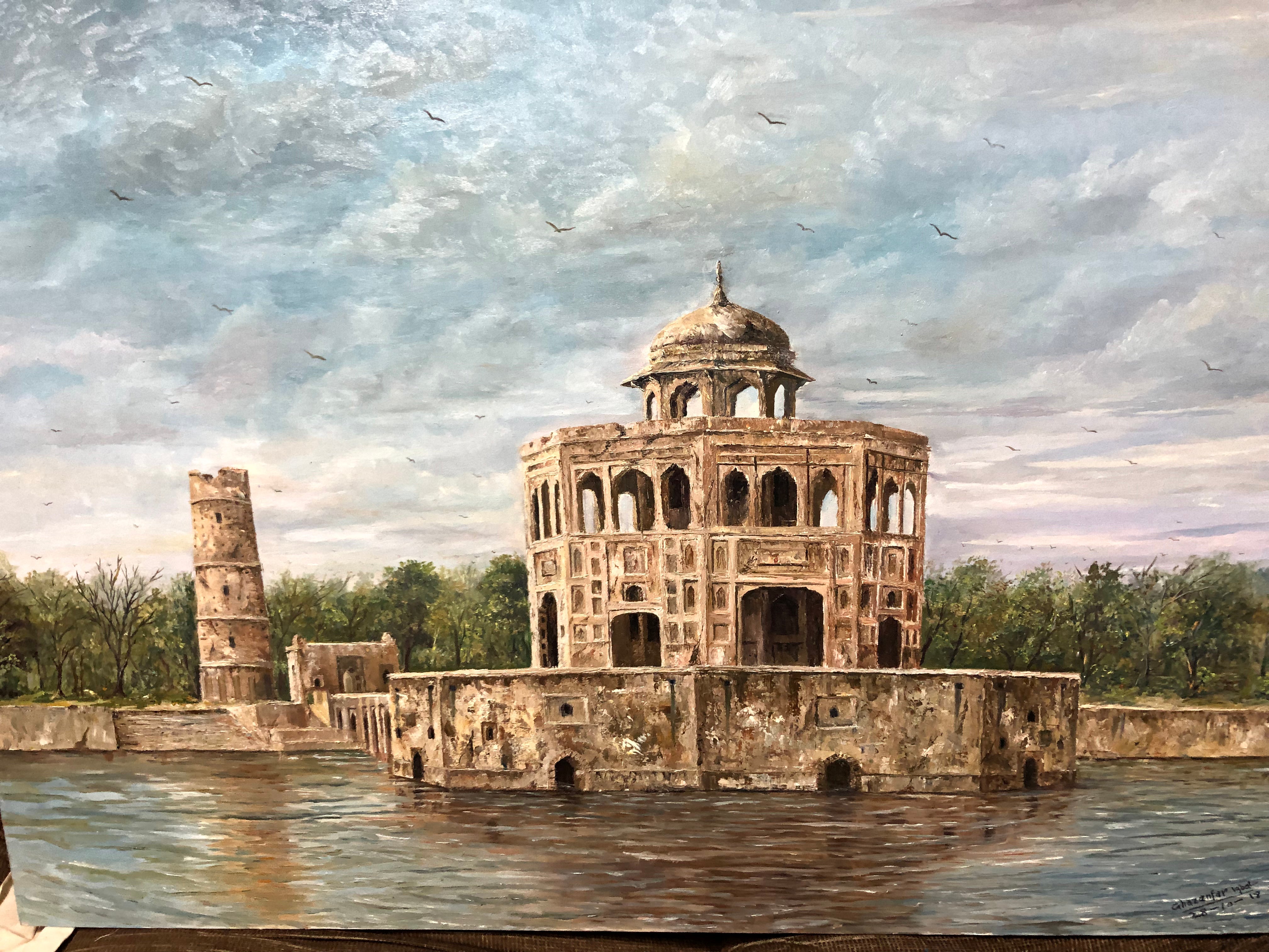 Handmade painting of Haran Minar Sheikhupura