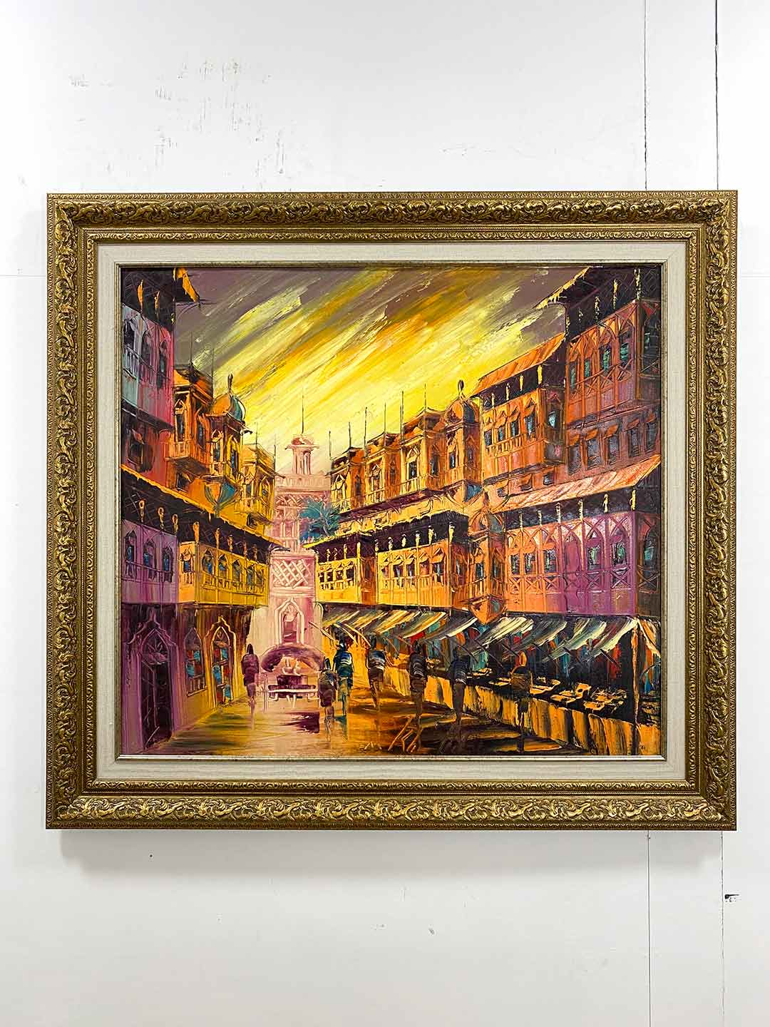 Old City Landscape-Cultural and historical Lahore city Palette knife painting 2