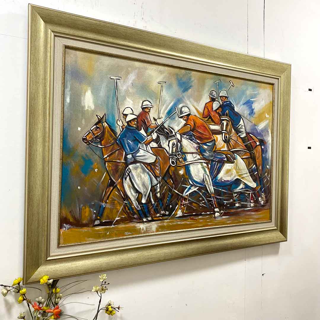 Polo Player and Horses Painting