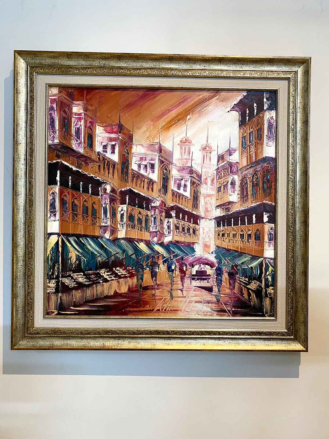 Old City Landscape-Cultural and historical Lahore city Palette knife painting 4