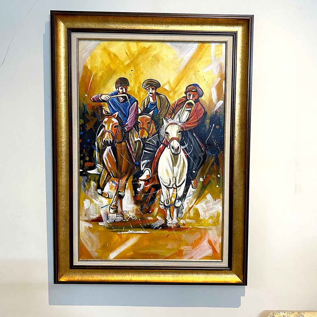 Fearless Balochi Men on Horses- Balochi Painting