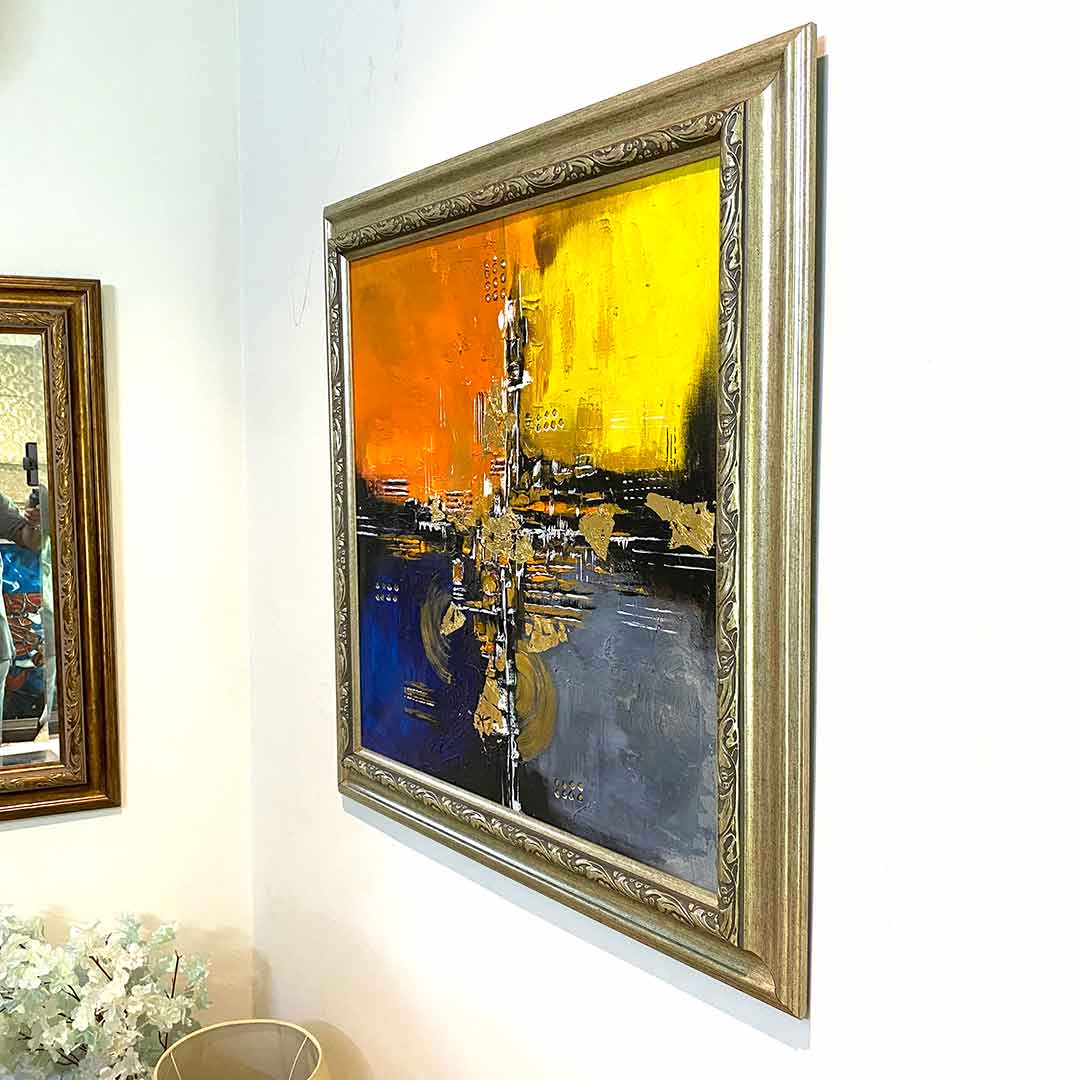 Abstract Painting with Gold Leaf and Italian Silverish Mould