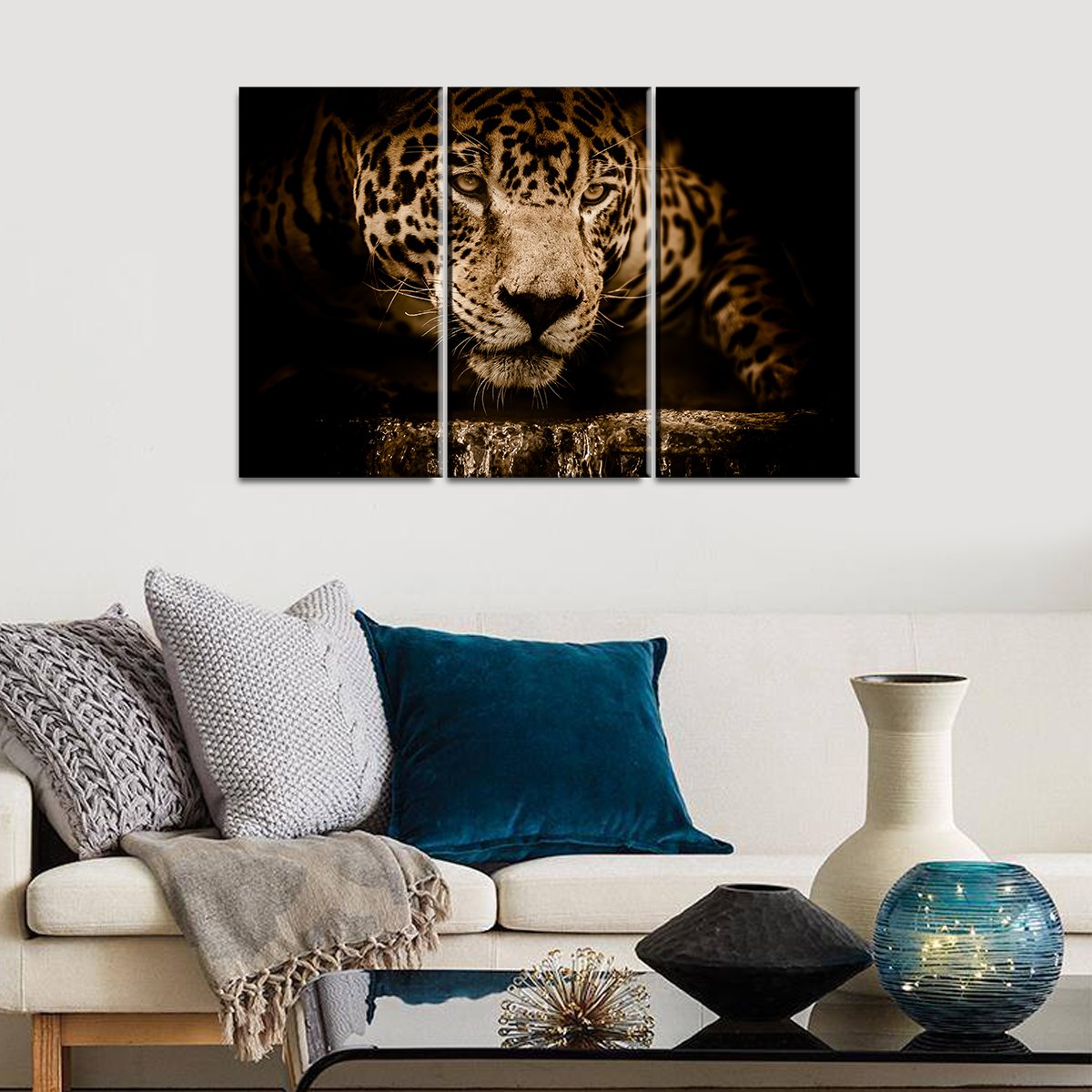 3 Panel Canvas set of Jaguar