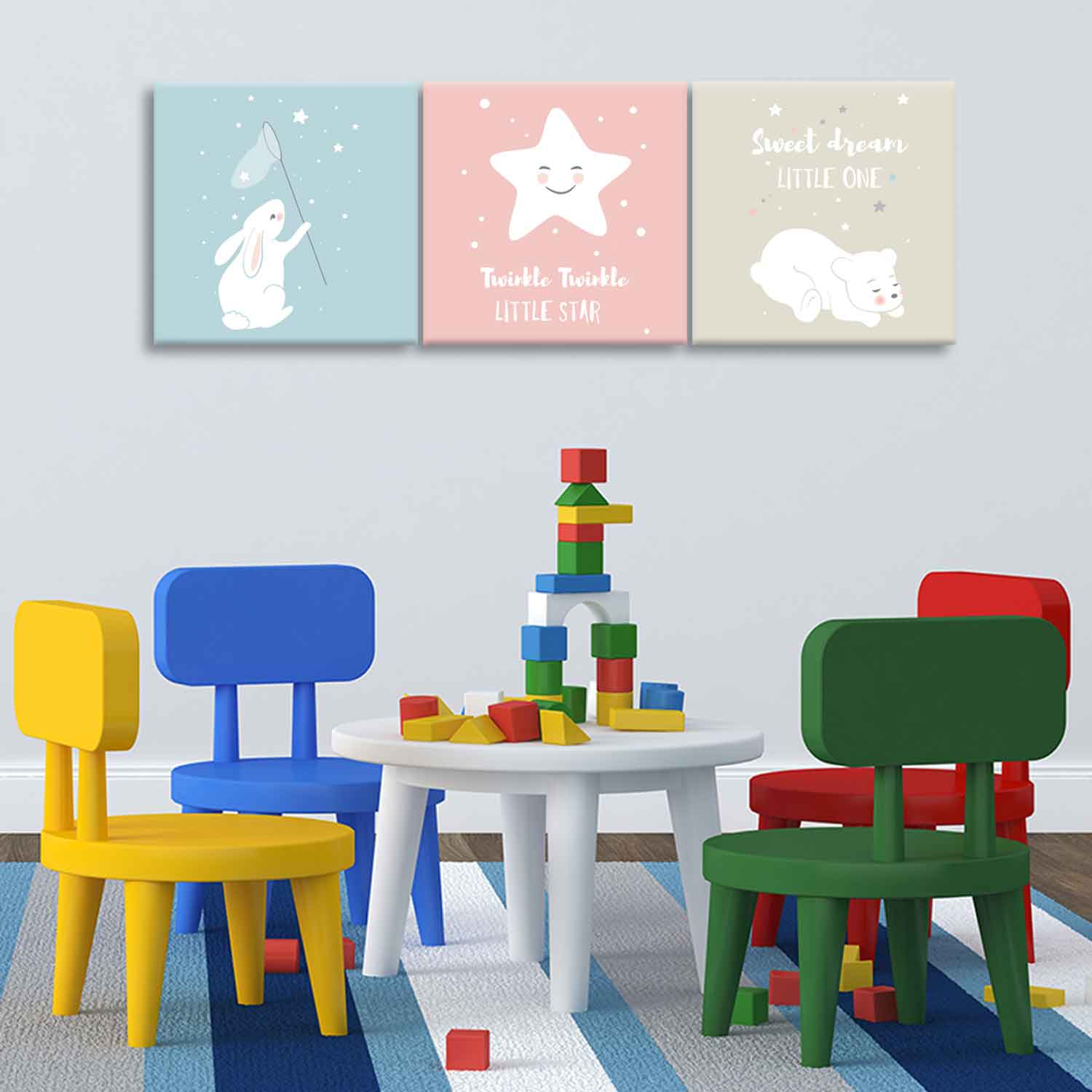 3 Panels Canvas Set Kids Room Wall Artt 02