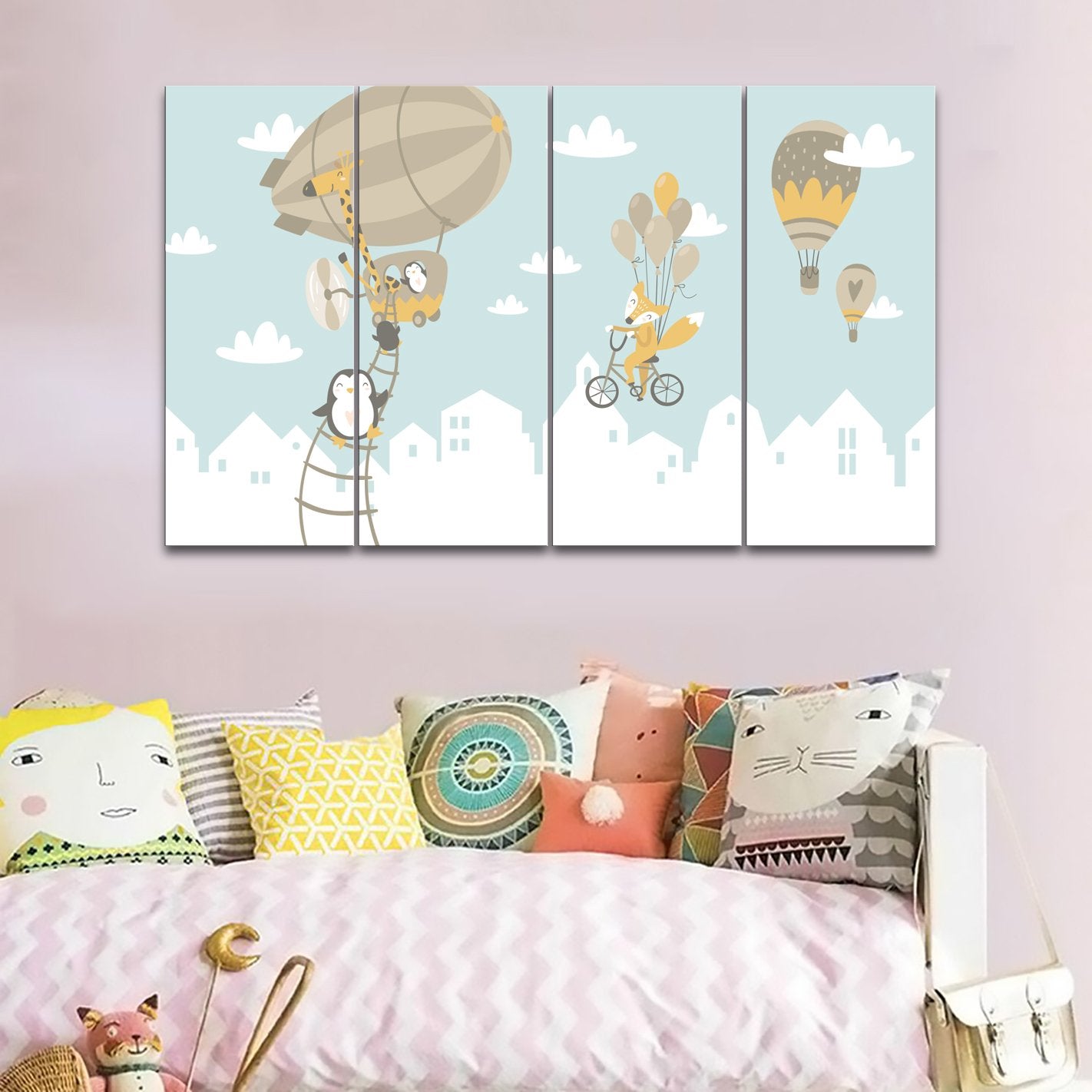 3 Panel Canvas set of Kids graphic illustration