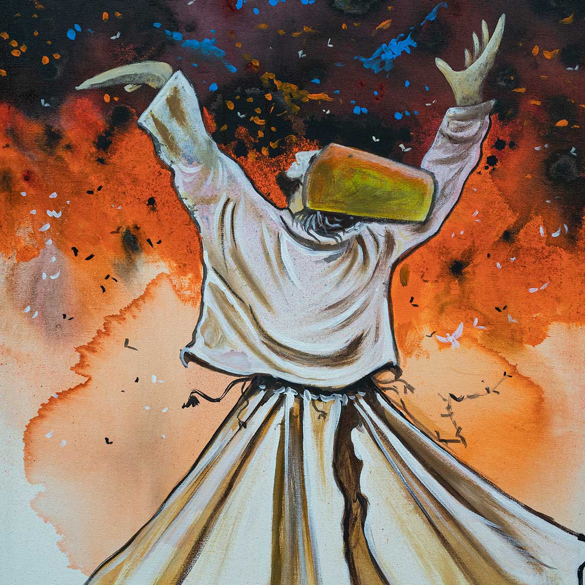 Whirling Dervish/Sufi Painting Handmade with Italian style Mould