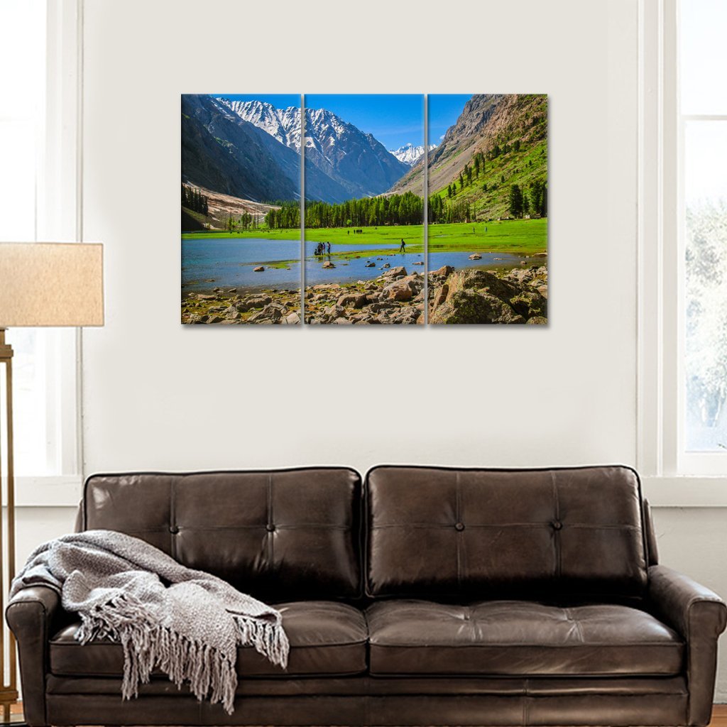 3 Panel Canvas set of Mahodhand lake, Kalaam valley, Swat, Pakistan